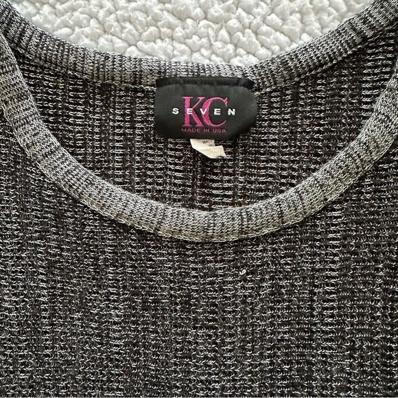 VTG crop sweater top grey red purple black Y2K made in USA scoop neck M - Picture 7 of 13